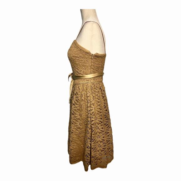 Betsey Johnson Vintage Crochet Lace Dress Golden Rod Yellow Slip 2 - Picture 4 of 6